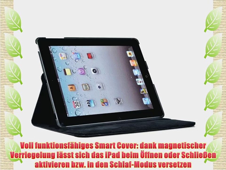 JAMMYLIZARD | SCHWARZ 360 Grad rotierende Ledertasche Smart Case H?lle f?r das iPad 4 (mit