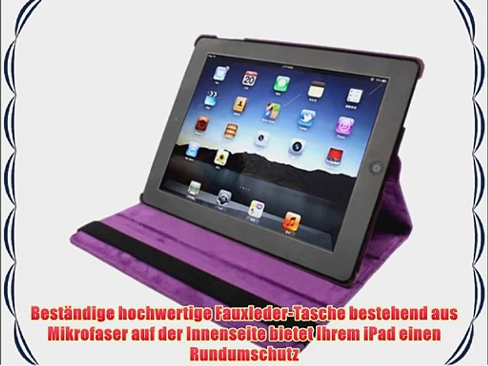 JAMMYLIZARD | 360 Grad rotierende Ledertasche H?lle f?r iPad 4 iPad 3 und iPad 2 LILA
