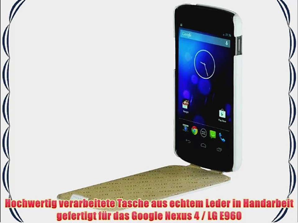 StilGut UltraSlim Case Tasche aus echtem Leder f?r Google Nexus 4 / LG E960 Wei?