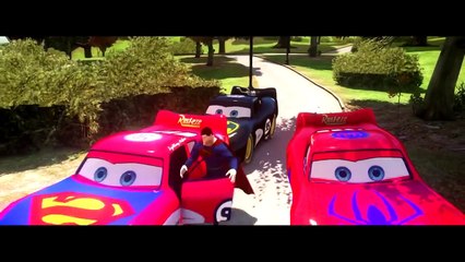 Spider-Man, Batman & Superman Epic Race Disney Cars Lightning McQueen [HD]