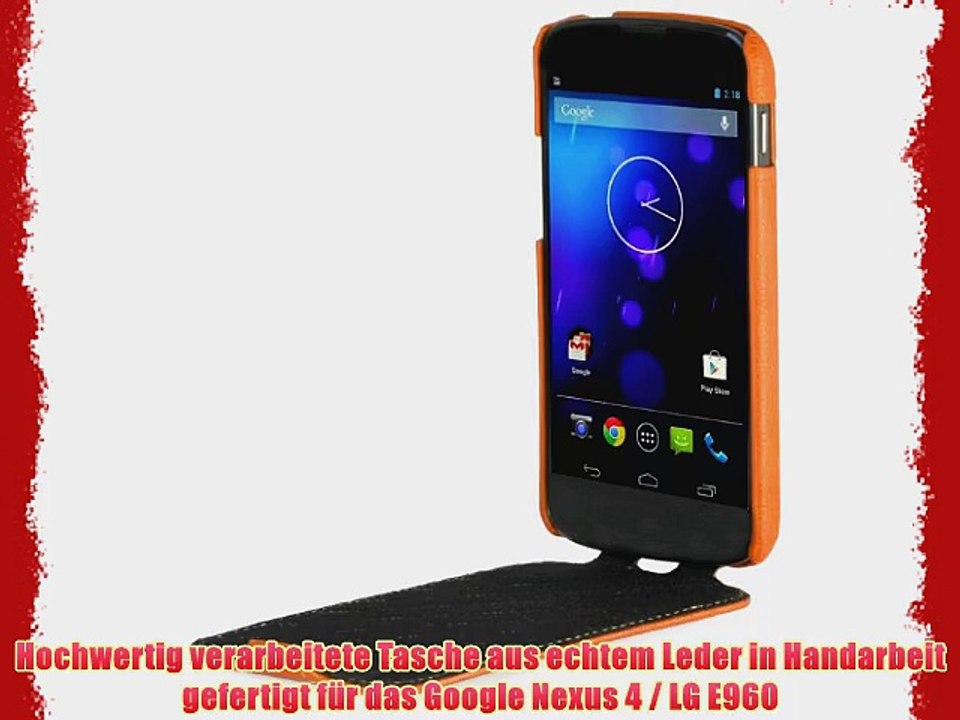 StilGut UltraSlim Case Tasche aus echtem Leder f?r Google Nexus 4 / LG E960 Mandarin