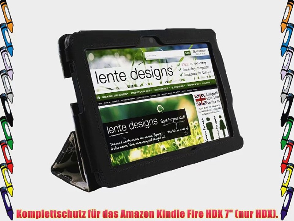 Lente Designs? - Amazon Kindle Fire HDX 17.8cm Schutzh?lle In Grauem Blumen Design