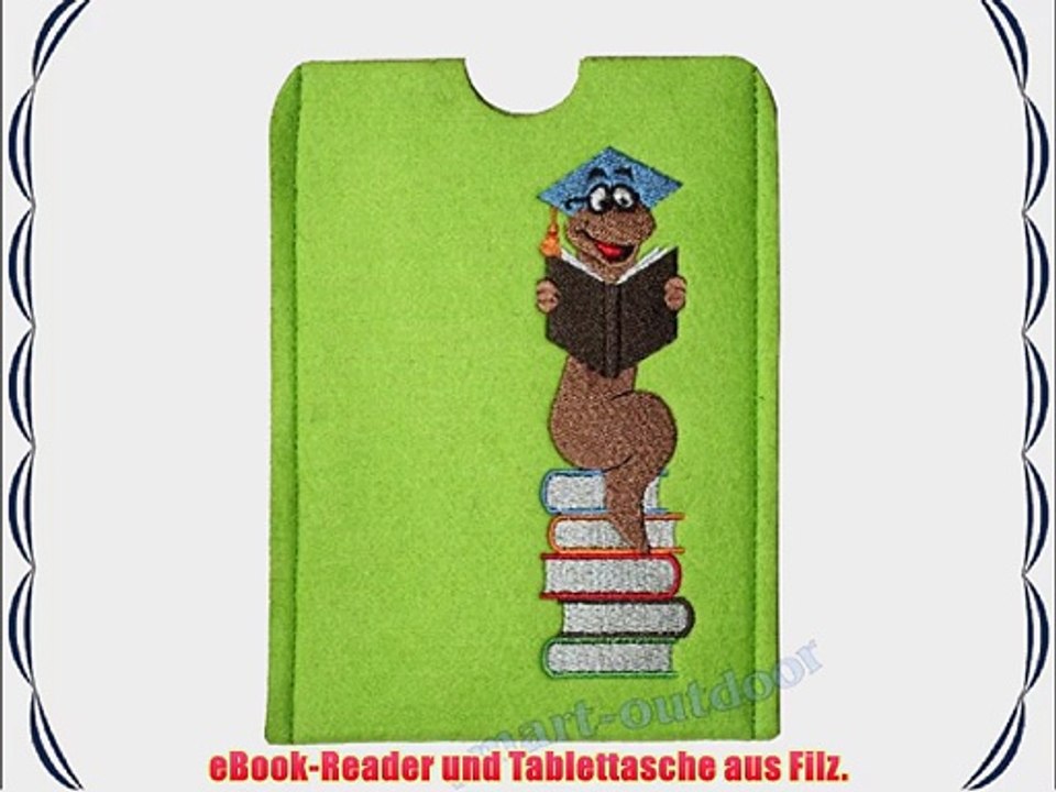 Filztasche f?r 6-zoll eBook-Reader (wie z.B. Kindle und Kindle-Paperwhite) bestickt mit einem