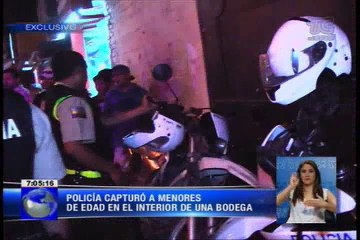 La policía capturó a menores en el interior de una bodega