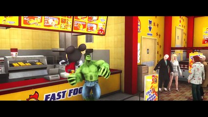 HULK & Mickey Mouse FUN!! Custom Green Lightning McQueen CARS Colors!   Children Songs & Rhymes HD