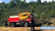 Les pompiers testent l'hélitreuillage de leur matériel sur des incendies