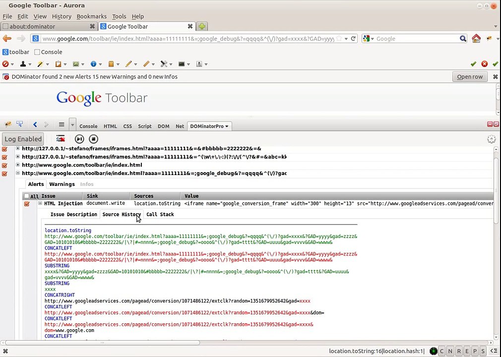 DOM XSS on Google.com Page using DOMinatorPro Fuzzer