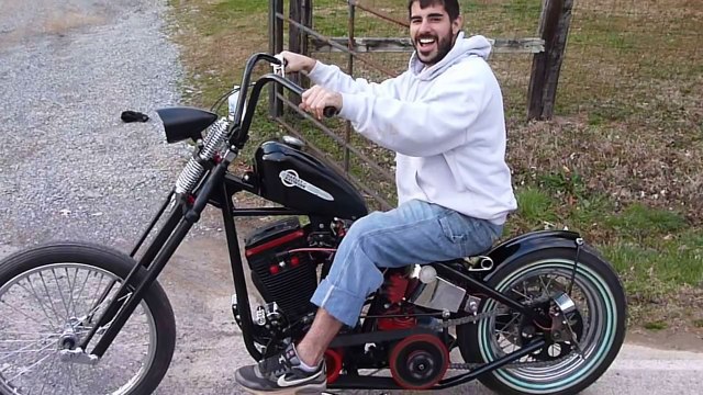 First Ride on a Jockey Shift Custom Harley Davidson Evo Springer Bobber