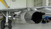 737 thrust reversers, spoilers, and flaps in down position