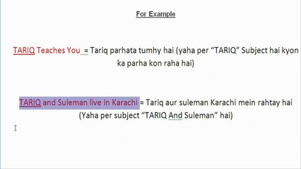 Grammar lesson One what is subject and golden words by Sir Tariq