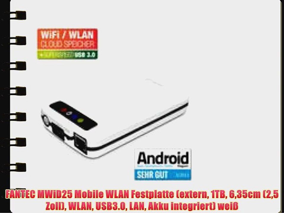 FANTEC MWiD25 Mobile WLAN Festplatte (extern 1TB 635cm (25 Zoll) WLAN USB3.0 LAN Akku integriert)