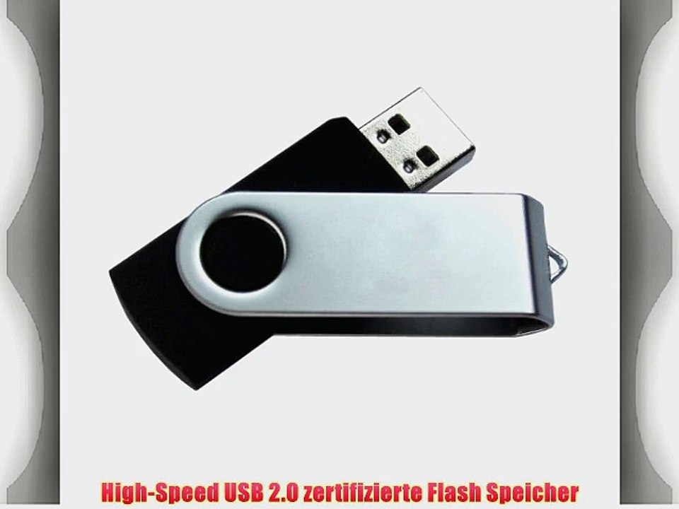 Drehgelenk USB 2.0 High Speed gl?nzender sich drehen USB-Stick (Ricco 01-001) (32GB Schwarz)