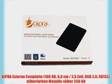 BIPRA Externe Festplatte (100?GB 63?cm / 25?Zoll USB 2.0 FAT32) silberfarben Metallic silber