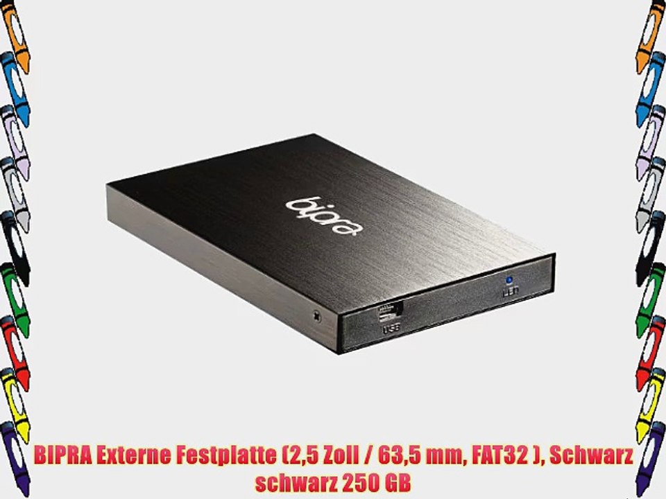 BIPRA Externe Festplatte (25?Zoll?/ 635?mm FAT32 ) Schwarz schwarz 250 GB