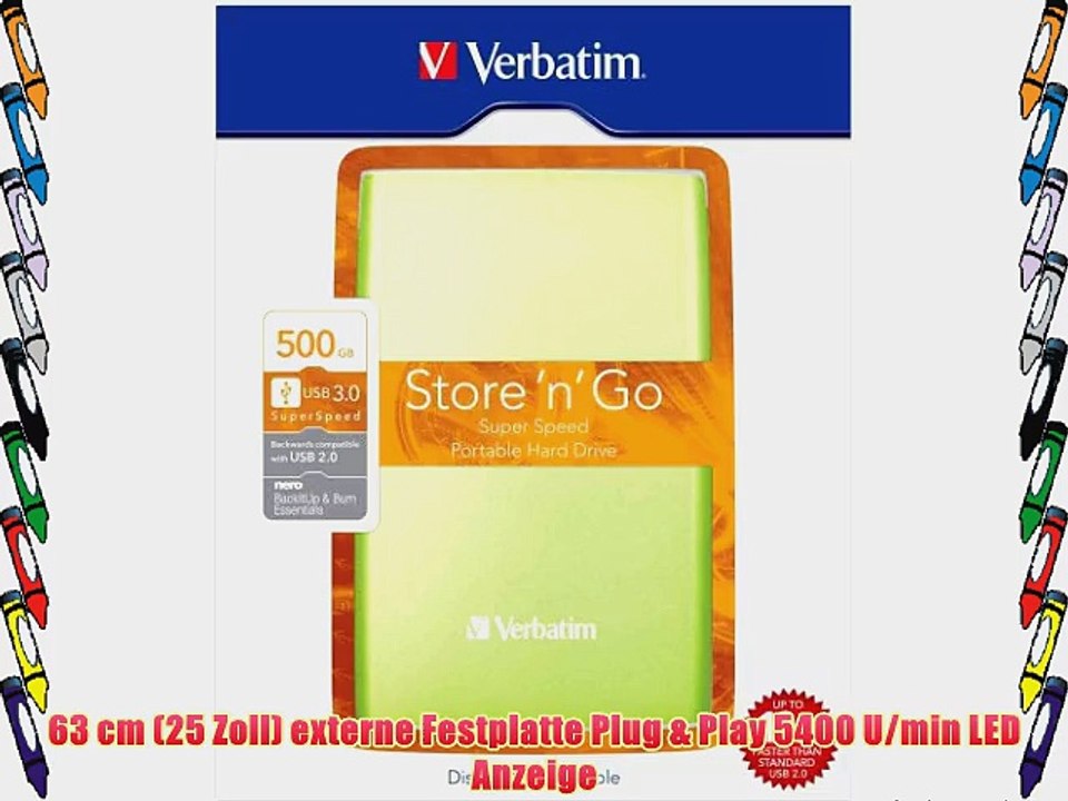 Verbatim Store 'n' Go 53024 500GB externe Festplatte (64 cm (25 Zoll) 5400 rpm 8MB Cache USB