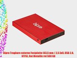 Bipra Tragbare externe Festplatte (635?mm?/ 25?Zoll USB 2.0 NTFS) Rot Metallic rot 500 GB