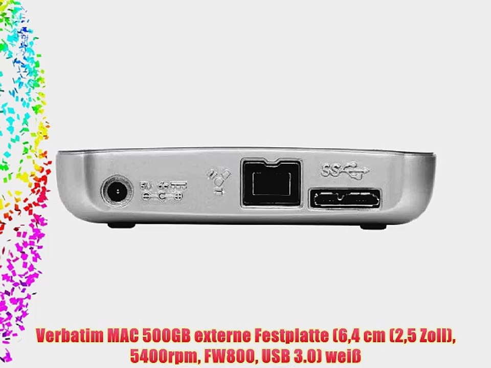 Verbatim MAC 500GB externe Festplatte (64 cm (25 Zoll) 5400rpm FW800 USB 3.0) wei?