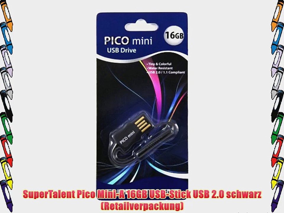 SuperTalent Pico Mini-A 16GB USB-Stick USB 2.0 schwarz (Retailverpackung)