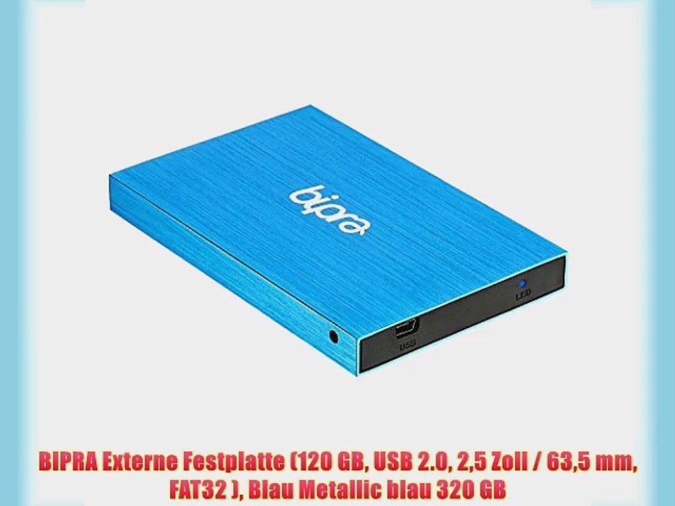 BIPRA Externe Festplatte (120 GB USB 2.0 25?Zoll?/ 635?mm FAT32 ) Blau Metallic blau 320 GB