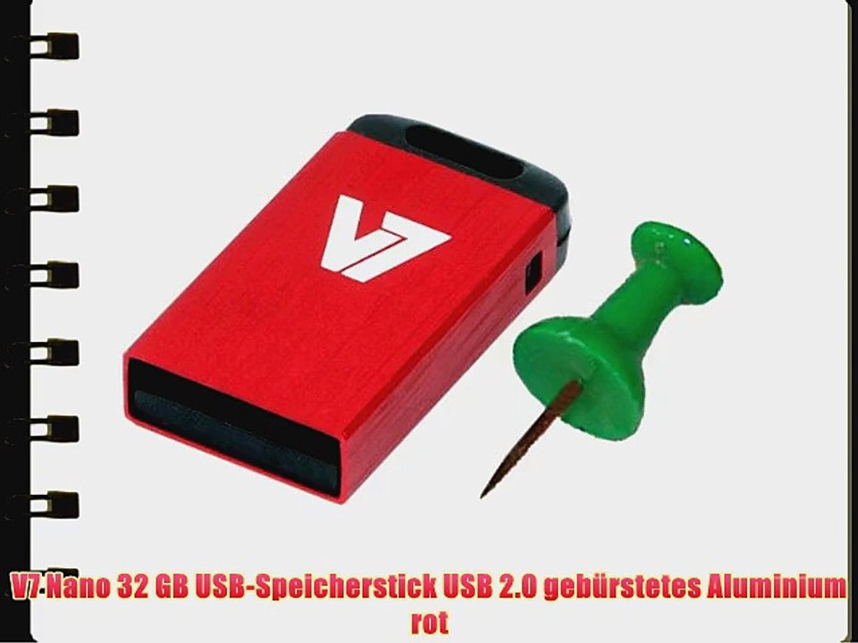 V7 Nano 32 GB USB-Speicherstick USB 2.0 geb?rstetes Aluminium rot