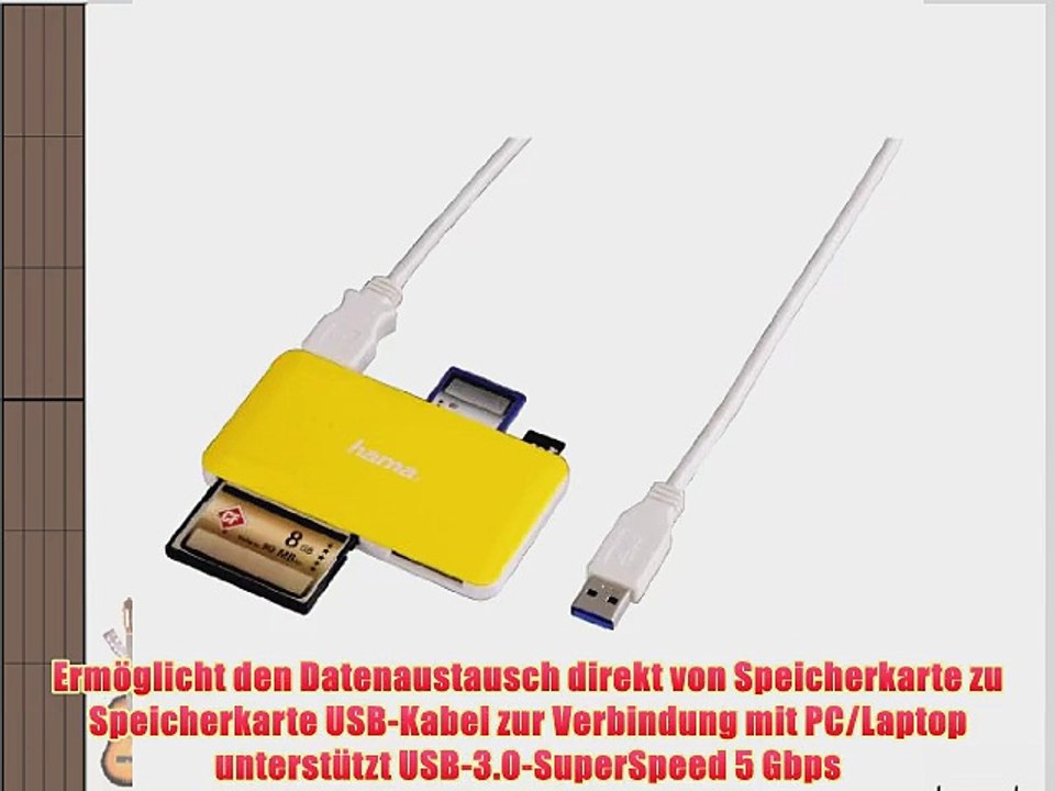 Hama Kartenleser Slim UDMA/UHS-I f?hig (u.a. microSD/SDHC SD/SDHC CF Typ I MMC USB 3.0) gelb