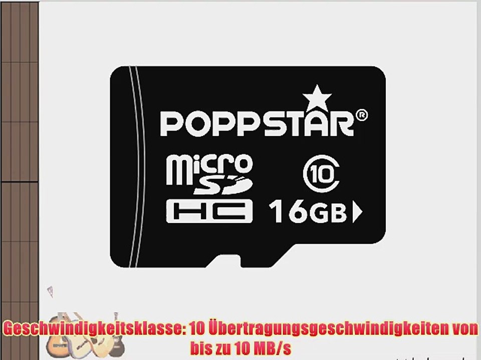 Poppstar microSDXC UHS-1 16GB Speicherkarte mit Klasse 10 SD-Adapter