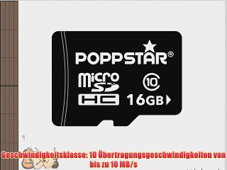 Poppstar microSDXC UHS-1 16GB Speicherkarte mit Klasse 10 SD-Adapter