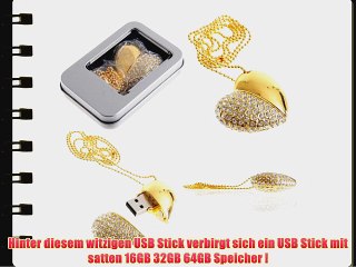 SUNWORLD Crystal Peach-heart Necklace USB Flash Drive 32GB USB2.0 Speicherstick -Gold