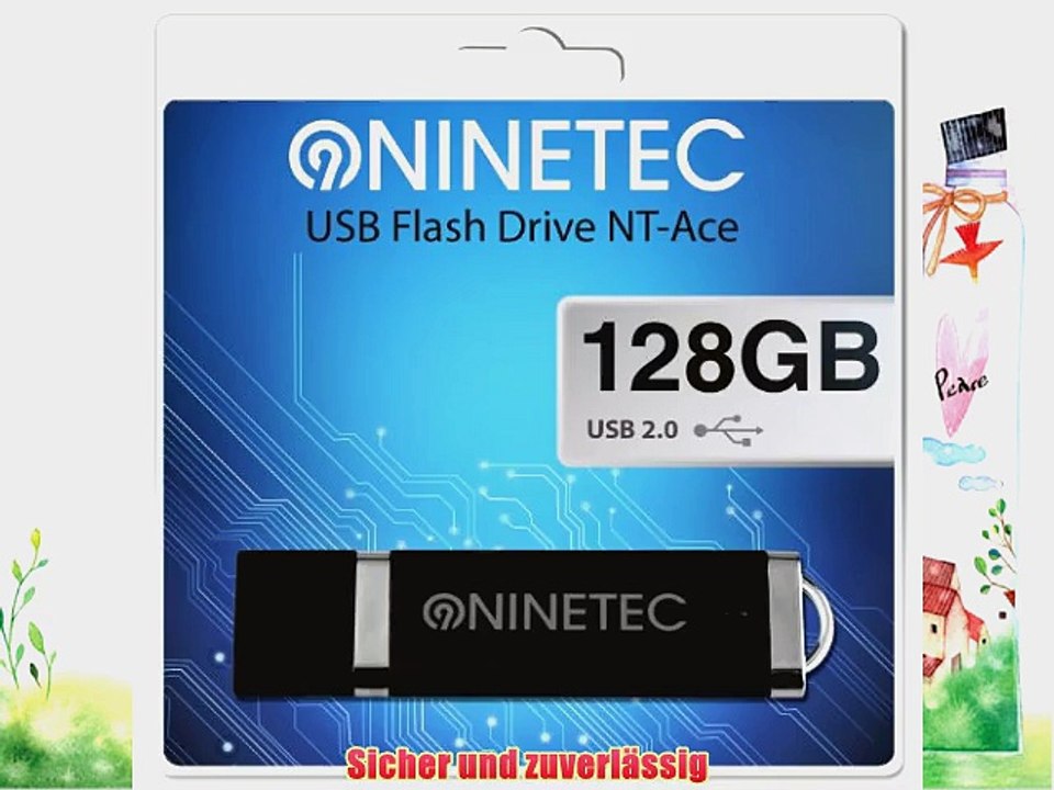NINETEC Ace 128 GB Highspeed 2.0 USB Speicher Stick Flash Drive Schwarz NT-Ace