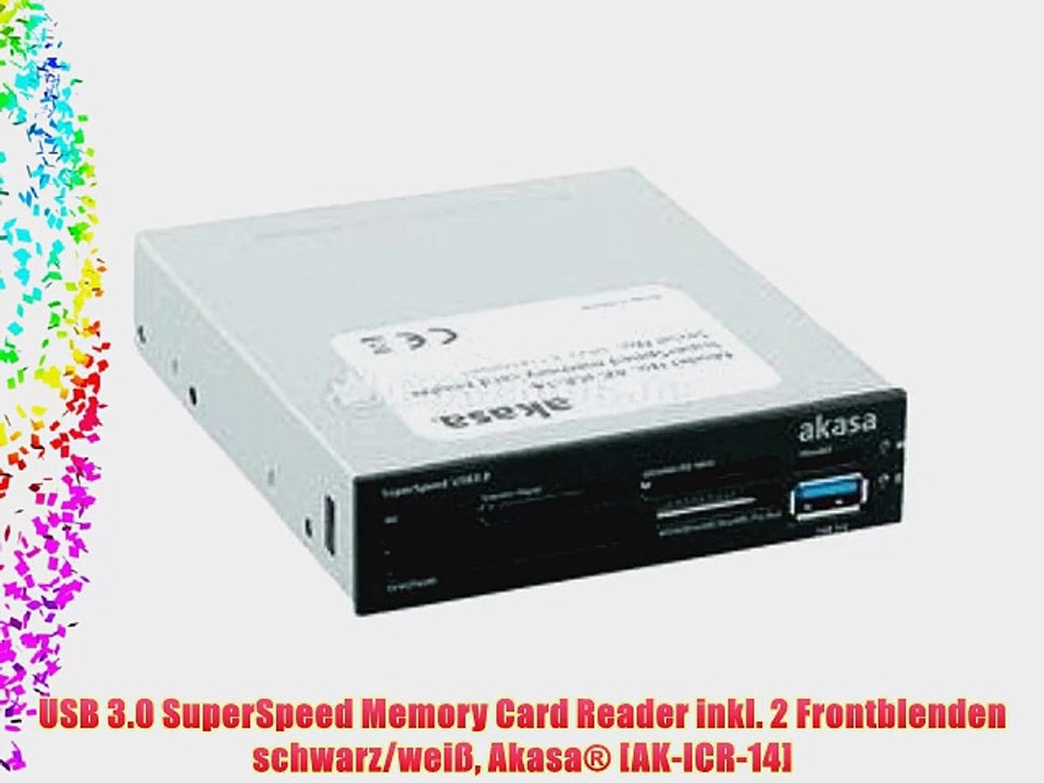 USB 3.0 SuperSpeed Memory Card Reader inkl. 2 Frontblenden schwarz/wei? Akasa? [AK-ICR-14]