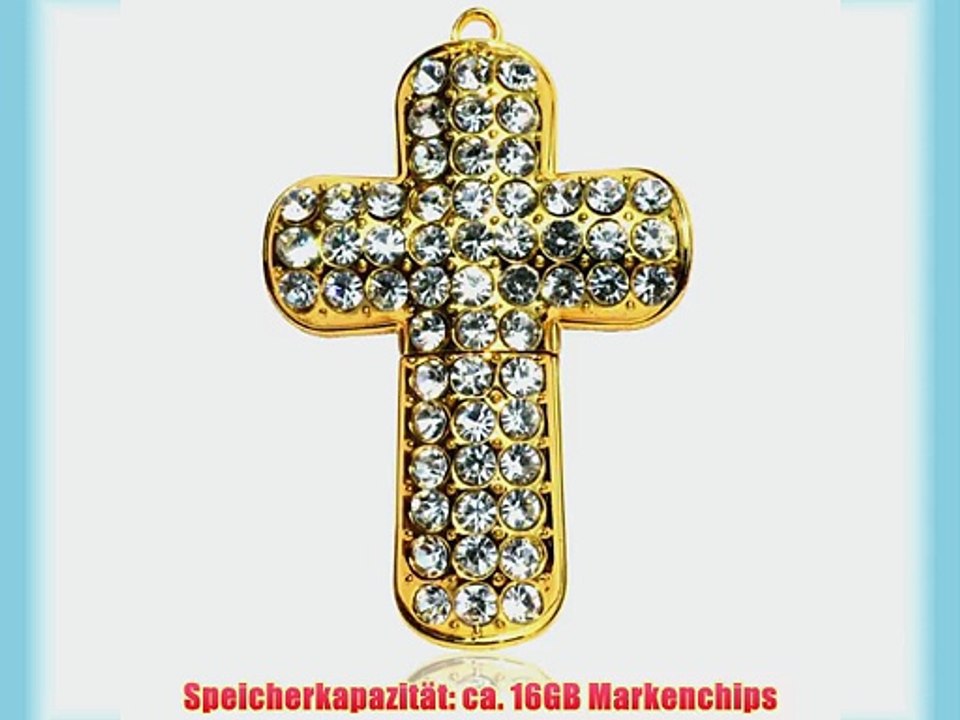 818-TEch No11400080016 Hi-Speed 2.0 USB-Sticks 16GB Kruzifix Kreuz Metall gold