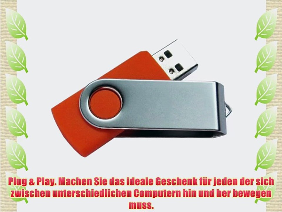 Drehgelenk USB 2.0 High Speed gl?nzender sich drehen USB-Stick (Ricco 01-001) (16GB Orange)