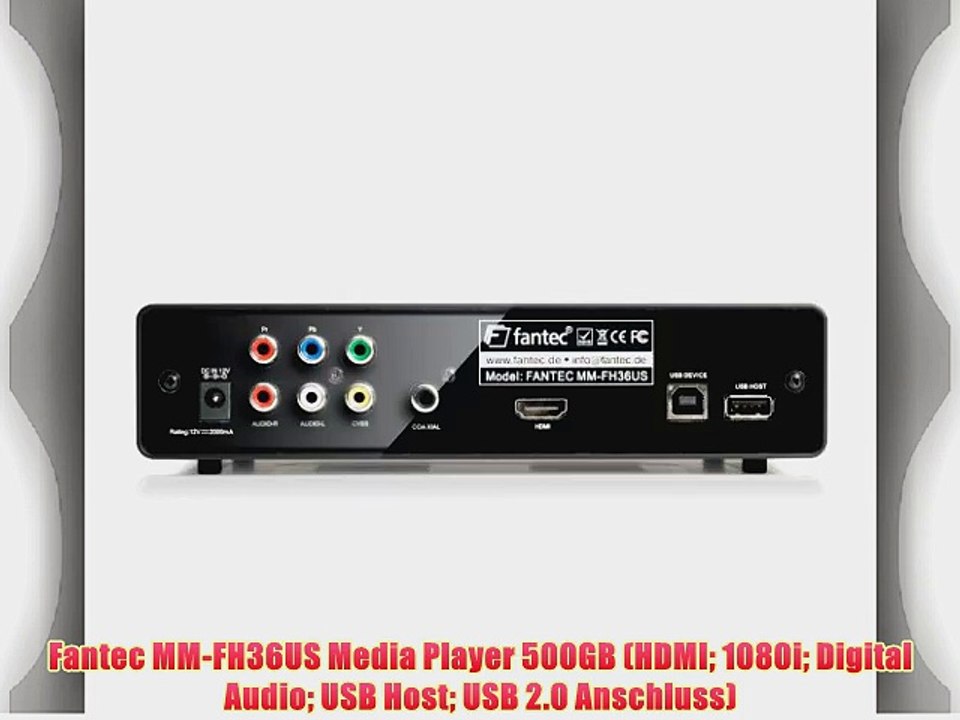 Fantec MM-FH36US Media Player 500GB (HDMI 1080i Digital Audio USB Host USB 2.0 Anschluss)