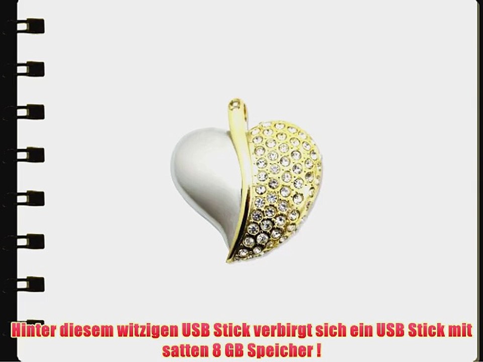 SUNWORLD Cute Crystal Heart Necklace Diamond Jewerly 8GB Speicherstick USB 2.0 Memory Stick