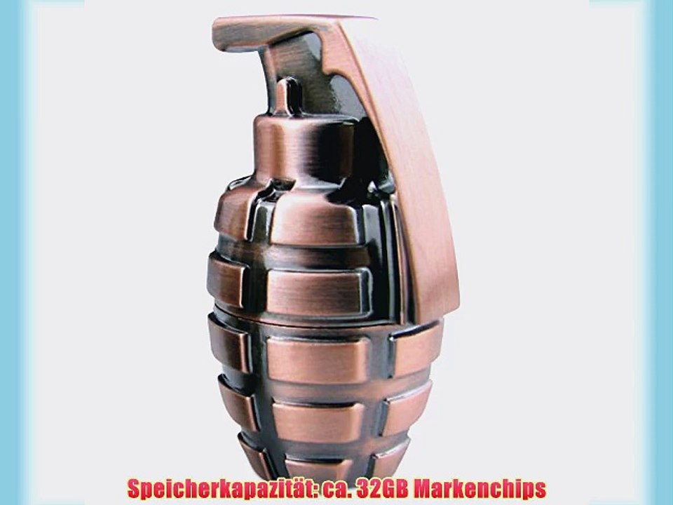 818-Shop No27300010032 Hi-Speed 2.0 USB-Sticks 32GB Handgranate Bombe Metall metallik