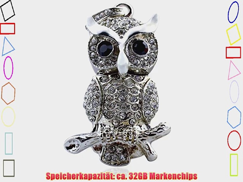 818-Shop No28200010032 Hi-Speed 2.0 USB-Stick 32GB Vogel Eule Ast Metall 3D silber