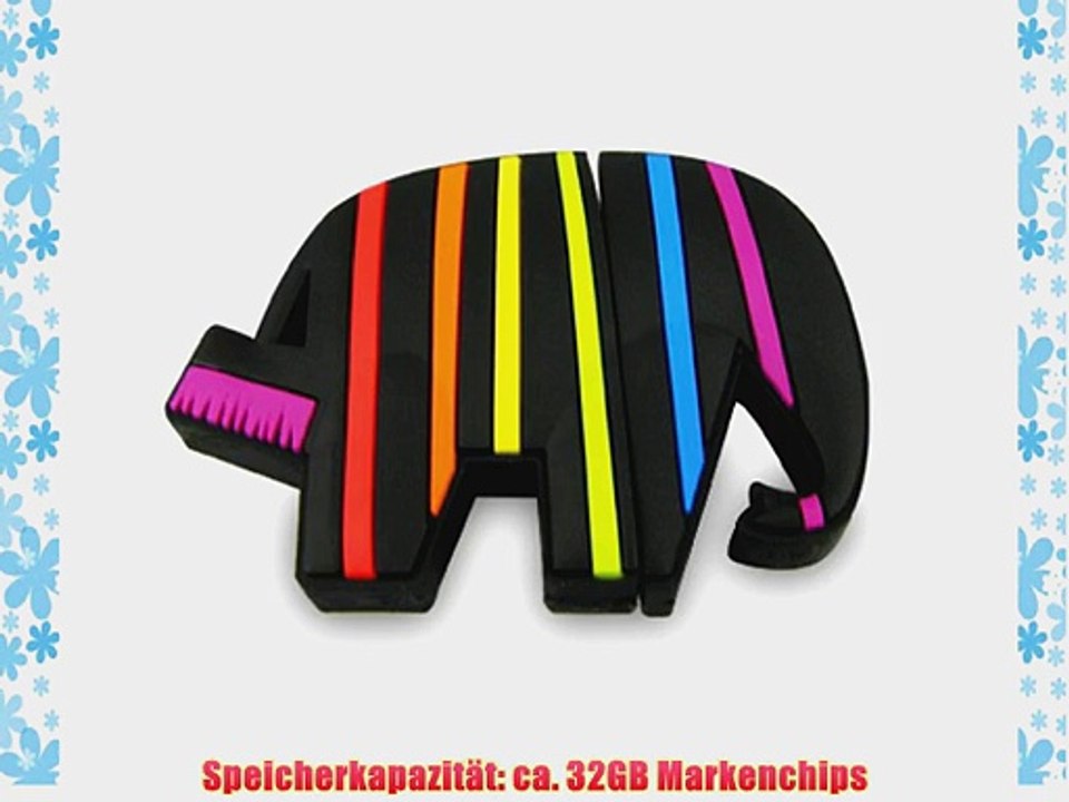 818-Shop No50200060032 Hi-Speed 2.0 USB-Sticks 32GB Lustiger Elefant Malen schwarz