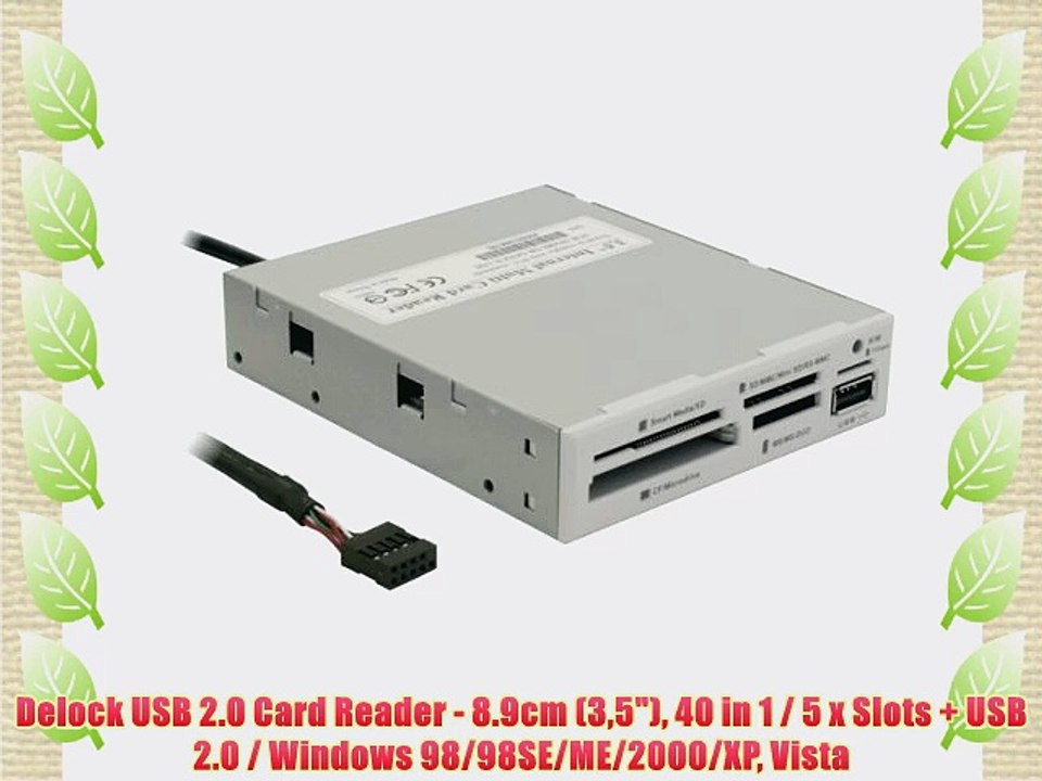 Delock USB 2.0 Card Reader - 8.9cm (35) 40 in 1 / 5 x Slots   USB 2.0 / Windows 98/98SE/ME/2000/XP