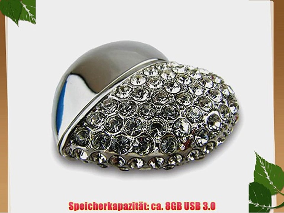 818-TEch No36200050038 Hi-Speed 3.0 USB-Sticks 8GB Herzen Diamant Metall 3D silber