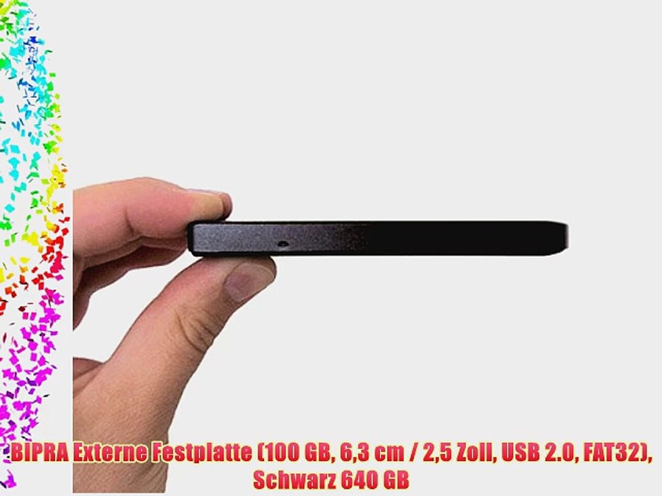 BIPRA Externe Festplatte (100?GB 63?cm / 25?Zoll USB 2.0 FAT32) Schwarz 640 GB