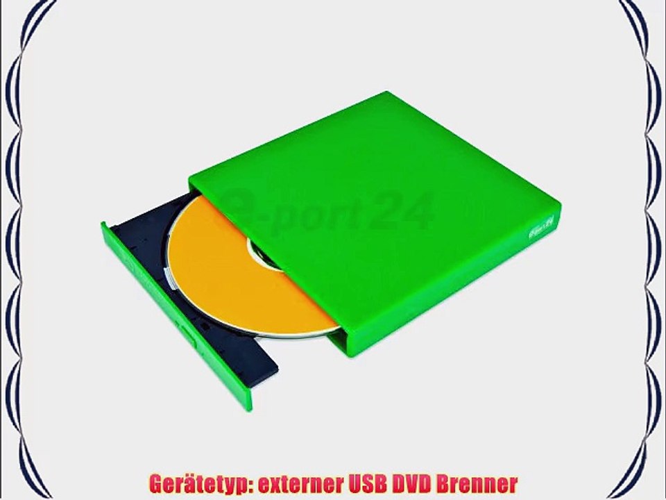 Externer USB DVD-Brenner in Farbe Gr?n f?r HP Mini 2140 5101. Inklusive USB Kabel und USB Stromversorgungskabel.