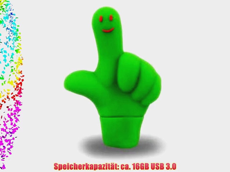 818-TEch No10300030336 Hi-Speed 3.0 USB-Stick 16GB Lustiger Zeiger Finger Hand 3D gr?n
