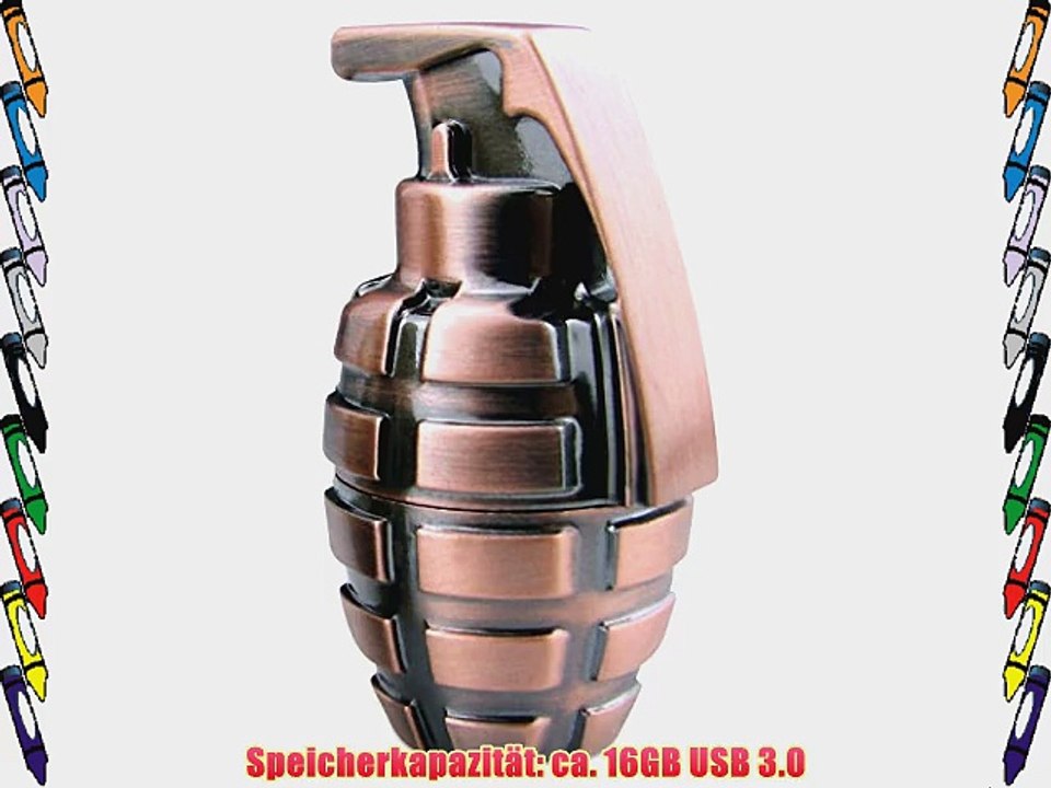 818-TEch No27300010336 Hi-Speed 3.0 USB-Stick 16GB Handgranate Bombe Metall metallik