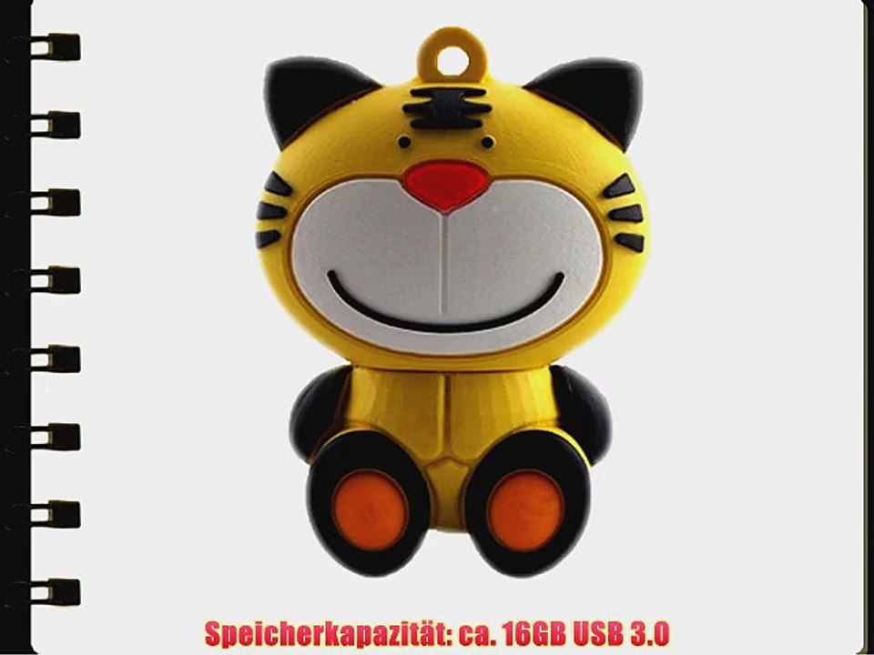 818-TEch No15600030336 Hi-Speed 3.0 USB-Stick 16GB Lustiger Tiger gelb