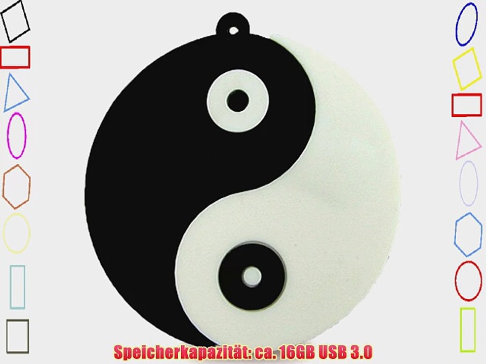 818-TEch No16100010336 Hi-Speed 3.0 USB-Stick 16GB Yin Yang Symbol Tai Chi schwarz