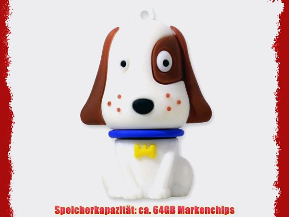 818-TEch No31400050064 Hi-Speed 2.0 USB-Sticks 64GB Hund Haustier 3D wei?