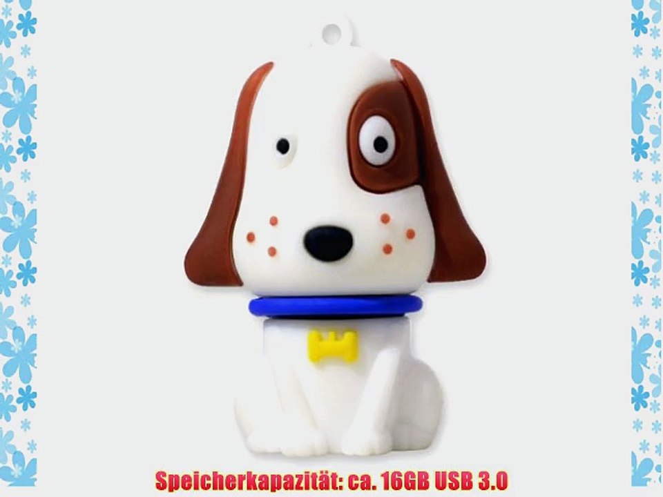 818-TEch No31400050336 Hi-Speed 3.0 USB-Stick 16GB Hund Haustier 3D wei?