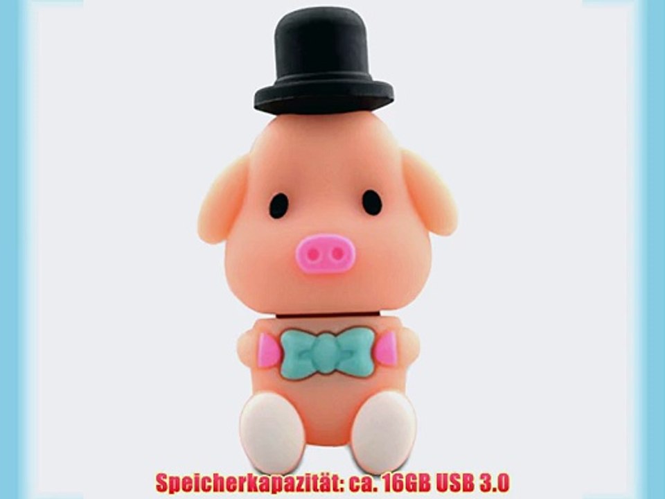 818-TEch No16200060336 Hi-Speed 3.0 USB-Stick 16GB Schwein Gl?ck Hut 3D rosa