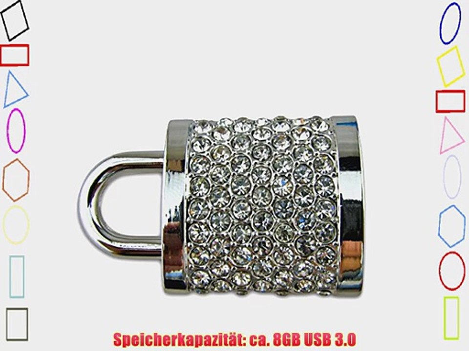 818-TEch No36200040038 Hi-Speed 3.0 USB-Sticks 8GB Schloss Diamant Metall 3D silber