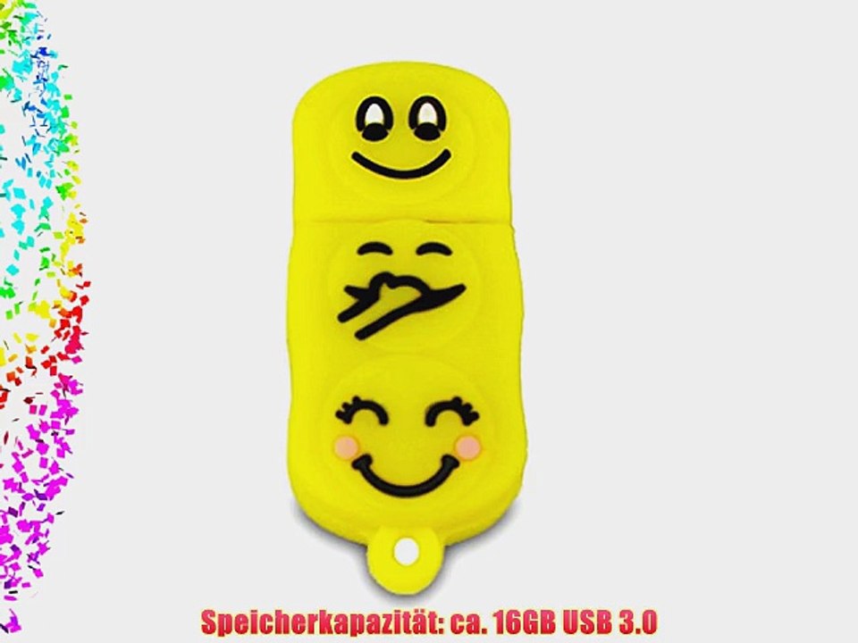 818-TEch No50100070336 Hi-Speed 3.0 USB-Stick 16GB Lustige Smiley Ampel gelb